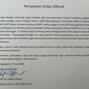 Mantan Rektor UGM Minta Maaf dan Tarik Ucapan soal Ijazah Jokowi