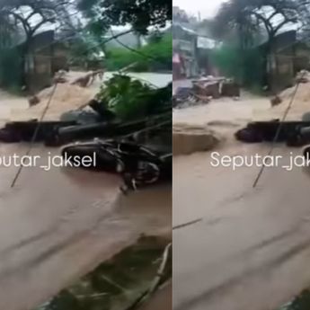 Air Kali Meluap, Tanggul di Pasar Minggu Jaksel Jebol dan Motor Berjatuhan