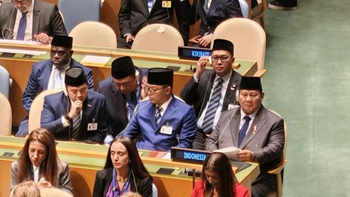 Presiden RI Prabowo Subianto tiba di Markas Besar Perserikatan Bangsa-Bangsa (PBB), New York, Amerika Serikat