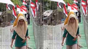 Jembatan Gantung Garuda sepanjang 150 meter sudah berdiri kokoh di Kabupaten Pidie Jaya, Aceh. 