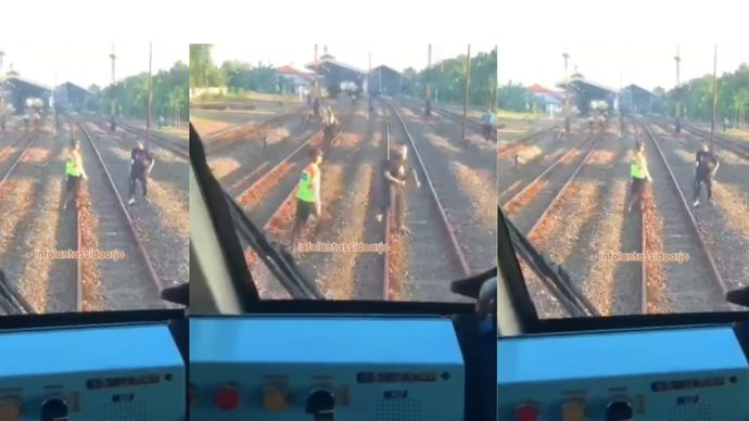 Petugas Stasiun di Sidoarjo Terekam Gagalkan Percobaan Bunuh Diri