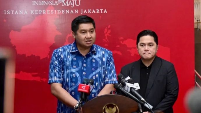 Ketua Steering Comitte Piala Presiden 2024 Maruarar Sirait dan Ketua Umum PSSI, Erick Thohir