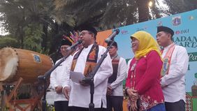 Wakil Gubernur DKI Jakarta, Rano Karno membuka Pasar Kreatif Ramadhan dan Festival Bedug 2025 di Lapangan Banteng, Jakarta Pusat, Jumat, 14 Maret 2025.