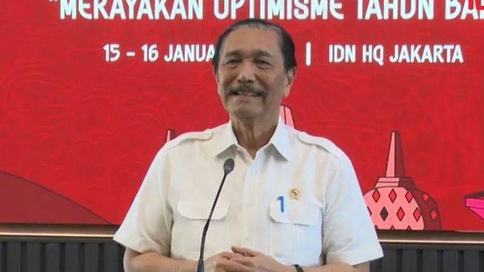 Tangkapan layar - Ketua Dewan Ekonomi Nasional (DEN) Luhut Binsar Pandjaitan dalam kegiatan &lsquo;Semangat Awal Tahun 2025&rsquo;, di Jakarta, Rabu 15 Januari 2025