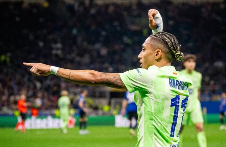Penyerang Barcelona, Raphinha berada di urutan tertas daftar pencetak gol terbanyak Liga Champions 2024/2025 bersama Serhou Guirassy. <b>(Instagram Barcelona)</b>