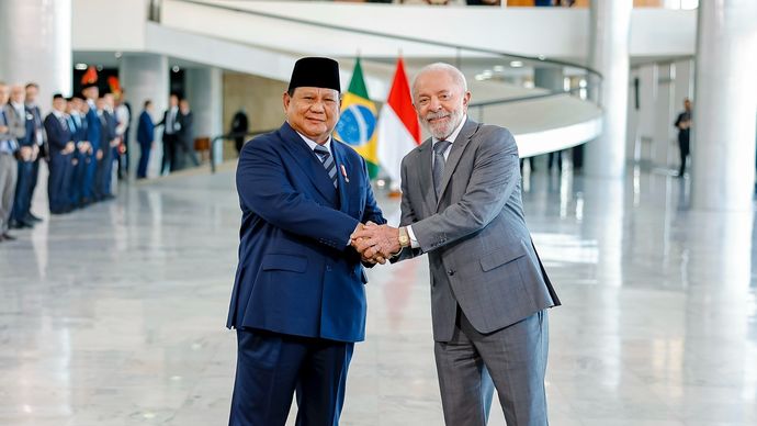 Presiden Prabowo Subianto dan Presiden Brazil Luiz In&aacute;cio Lula da Silva