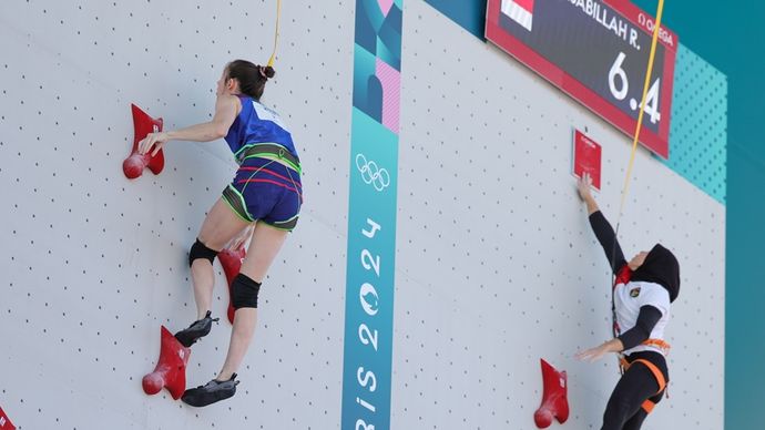 Dua wakil Indonesia masih tersisa di nomor speed sport climbing Olimpiade Paris 2024. <b>(NOC Indonesia)</b>