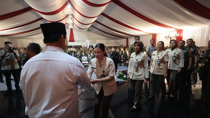 Menhan Prabowo Gelar Acara Halal Bihalal dan Pengarahan Pegawai Kemhan <b>(Kemhan)</b>