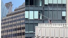 Viral beredar video disosial media yang memperlihatkan seorang pria asal Florida ditangkap karena melemparkan kursi dan papan kayu dari gedung pencakar langit 