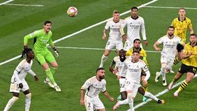 Real Madrid sempat ditahan imbang tanpa gol oleh Borussia Dortmund sepanjang babak pertama laga final Liga Champions, Minggu (2/6/2024).