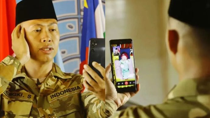 Bertugas di Afrika, Anggota TNI Ini Adzankan Anak yang Baru Lahir Lewat Video Call