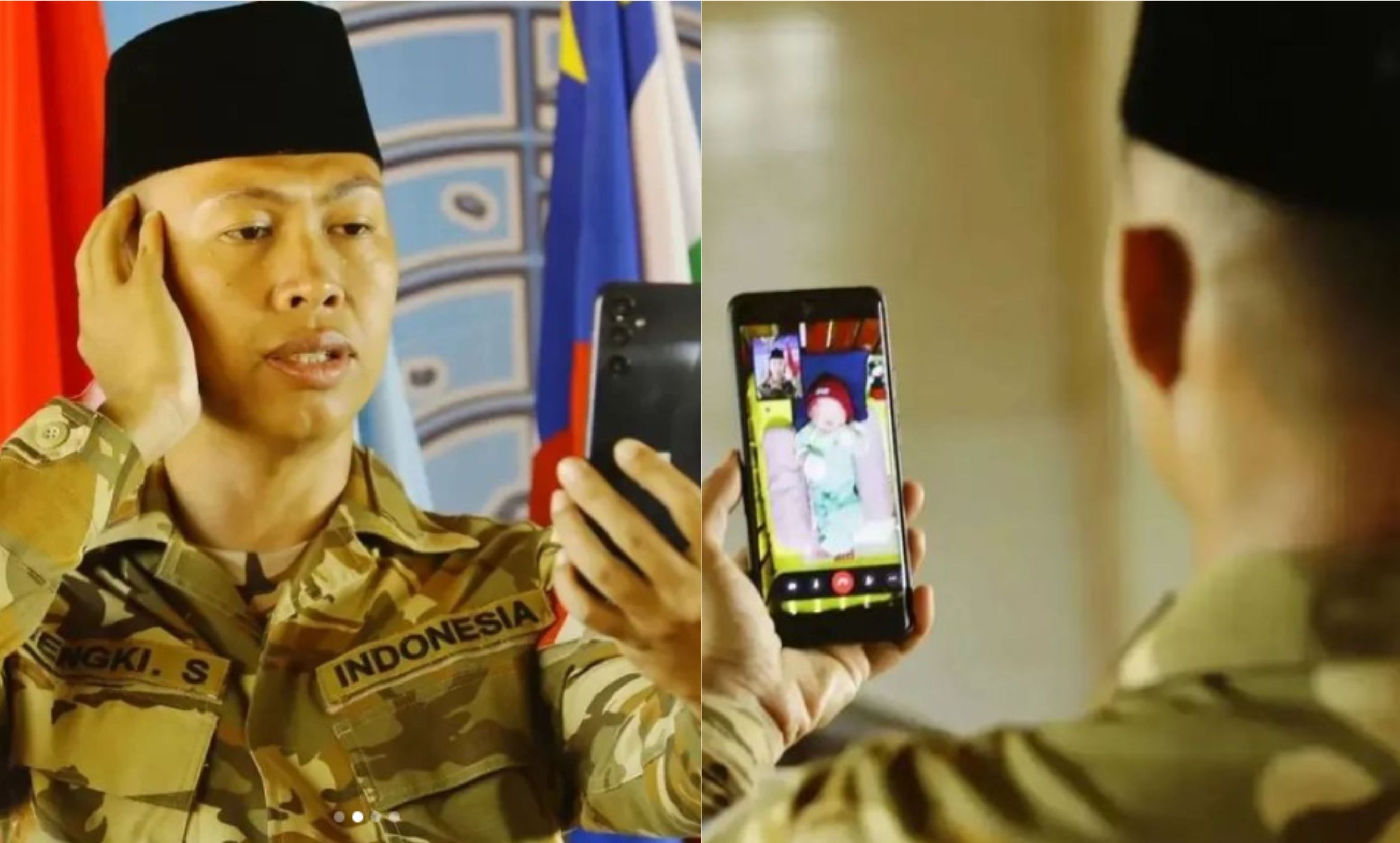 Bertugas di Afrika, Anggota TNI Ini Adzankan Anak yang Baru Lahir Lewat Video Call <b>(Instagram: puspentni)</b>