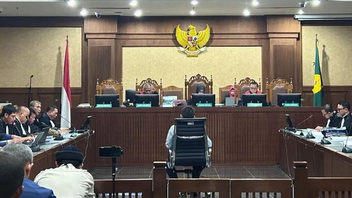Ketua Ombudsman RI periode 2026 Hery Susanto dalam sidang pembacaan surat dakwaan dalam sidang di Pengadilan Tipikor pada PN Jakpus, Kamis, 25 Juni 2026