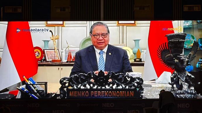 Menko Perekonomian Airlangga Hartarto di acara Nusantara Economic Outlook 2026