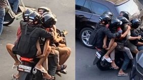 Baru-baru ini terekam sebuah video memperlihatkan satu sepeda motor mengangkut enam orang di Jogjakarta.