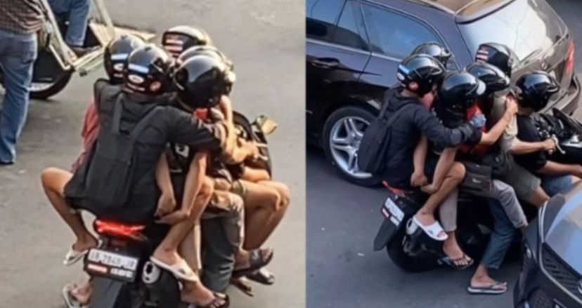 Viral Terekam 6 Orang Naiki Satu Motor di Jogja <b>(Tangkapan Layar)</b>