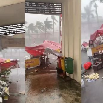 Terekam Hujan Badai Terjang Sawangan Depok, Buat Tenda Hingga Pedagang Terseret Angin