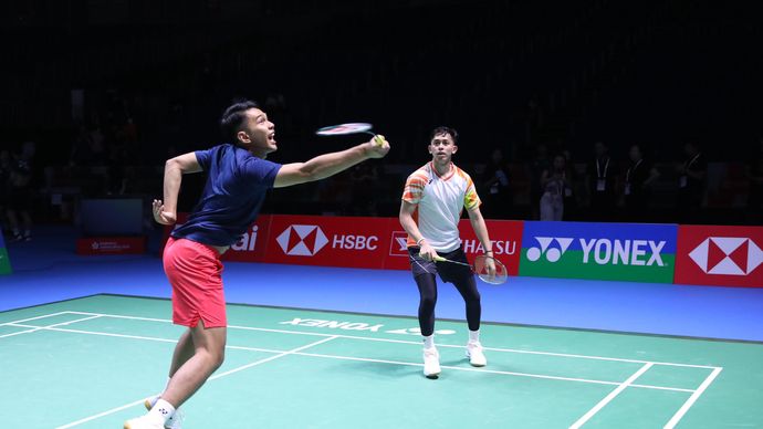 Para pebulu tangkis Indonesia tengah menjajal lapangan pertandingan Japan Open di Yokohama, Senin (20/8/2024).