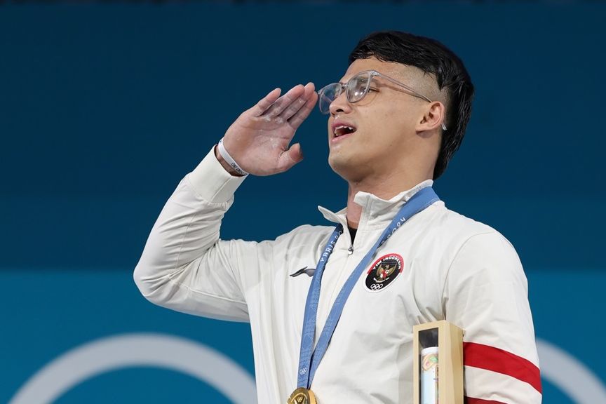 Rizki Juniansyah merebut emas Olimpiade Paris 2024 <b>(NOC Indonesia)</b>