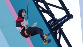 Rajiah Sallsabillah sempat melajut ke babak semifinal cabang sport climbig nomor speed putri pada Olimpiade Paris 2024. 