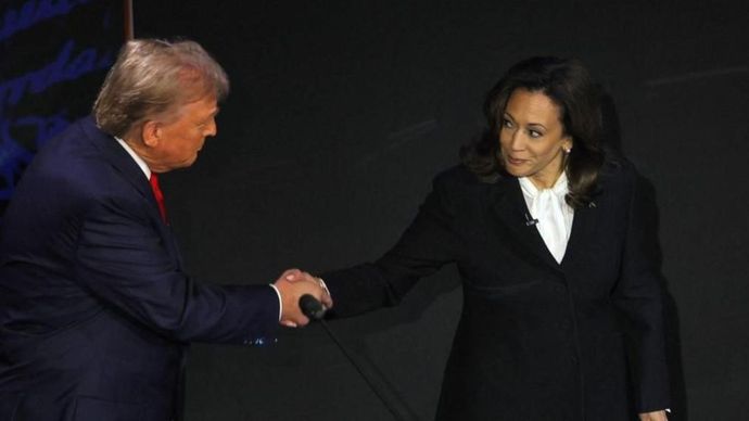 Donald Trump Duel dengan Kamala Harris <b>(BBC)</b>