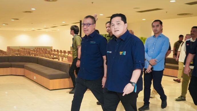 Menteri BUMN Erick Thohir meninjau progres pengembangan Terminal 2F Bandara Internasional Soekarno-Hatta/Ist