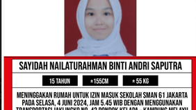 Media Sosial kembali dihebohkan dengan kabar seorang siswa SMA di Jakarta yang telah hilang sejak beberapa hari lalu. Siswi bernama Sayidah Nailaturahman itu dikabarkan tidak pulang ke rumahnya sejak hari Selasa, 4 Juni 2026 lalu atau sudah 3 hari la