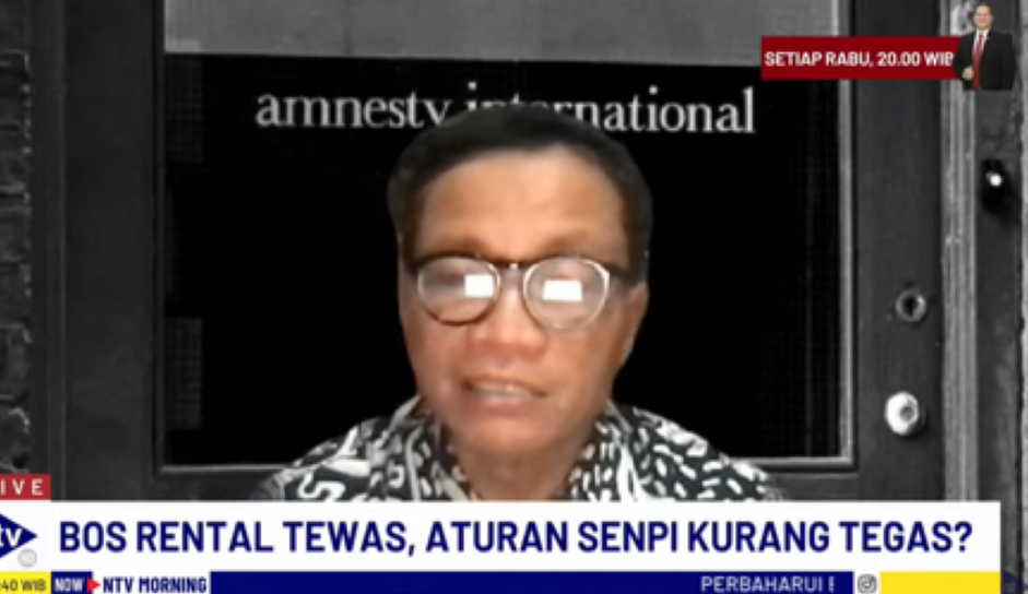 Direktur Eksekutif Amnesty Internasional Indonesia, Usman Hamid dalam dialog NTV Prime di Nusantara TV/tangkapan layar NTV