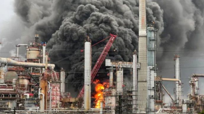 Kilang Minyak Vital di Matinez California AS Terbakar Hebat