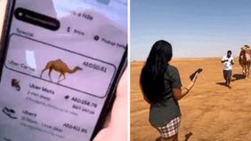 Sebuah video viral di Instagram menunjukkan dua wanita yang memesan perjalanan dengan unta di tengah padang pasir.