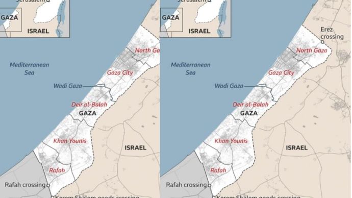 Peta Gaza Palestina <b>(BBC)</b>