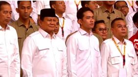 Presiden ke-7 RI, Joko Widodo (Jokowi), menghadiri acara puncak perayaan hari ulang tahun (HUT) ke-17 Partai Gerindra yang digelar di Sentul International Convention Center (SICC), Bogor