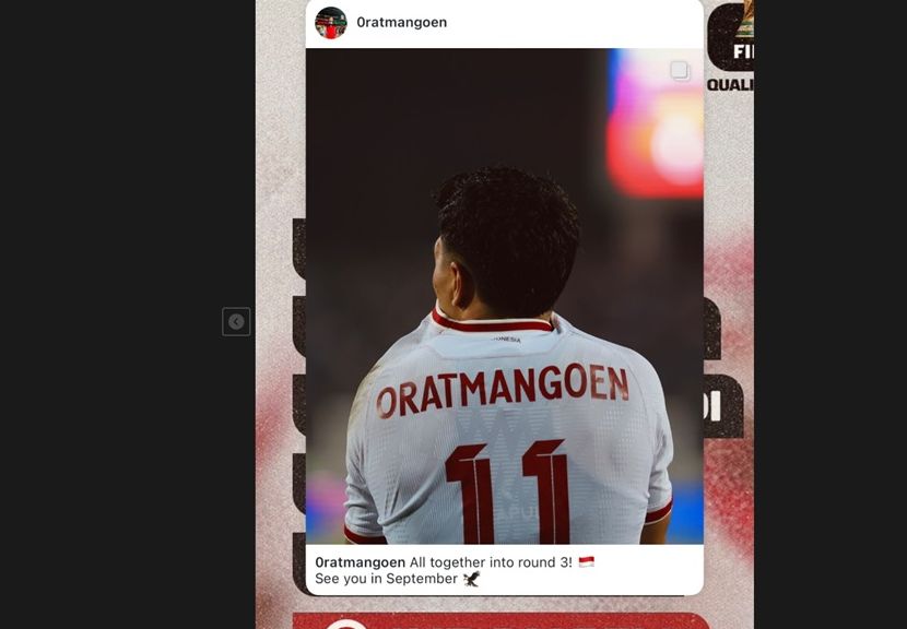 Respons Ragnar Oratmangoen terhadap hasil drawing babak kualifikasi Piala Dunia 2026 <b>(Instagram)</b>