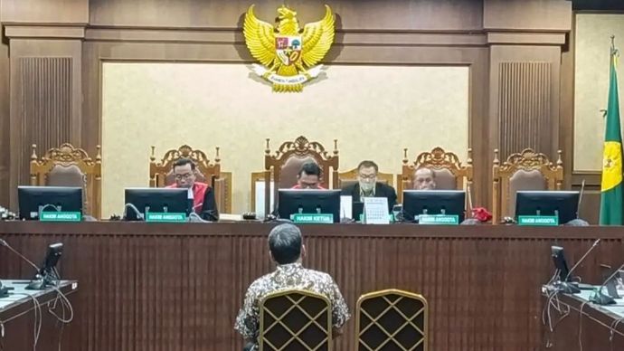 Mantan Direktur Pengembangan Bisnis PT Perusahaan Perdagangan Indonesia (Persero) atau PPI Charles Sitorus dalam sidang pembacaan surat dakwaan di Pengadilan Tipikor Jakarta, Kamis (6/3/2025).