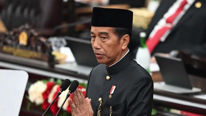 Presiden Jokowi di Sidang Tahunan MPR. <b>(Antara)</b>