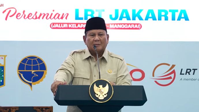 Prabowo Subianto Resmikan LRT Kelapa Gading-Manggarai