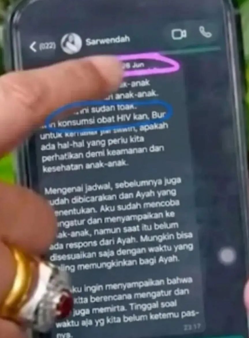 Isi pesan Sarwendah ke Ruben Onsu  <b>(Sosial media)</b>