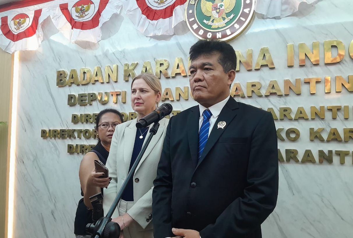 Menteri Pertanian, Perikanan, dan Kehutanan Australia, Julie Collins MP dan Kepala Barantin, Sahat M <b>(NTVNews.id/ Adiansyah)</b>