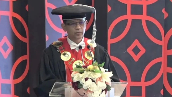 Tangkapan layar Wakil Kepala BRIN Amarulla Octavian dalam kegiatan pengukuhan profesor riset di Jakarta, Rabu (25/6/2025). ANTARA/Sean Filo Muhamad/Youtube BRIN