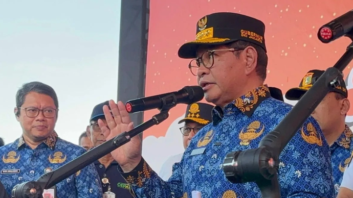 Gubernur DKI Jakarta Pramono Anung di kawasan Silang Monas, Jakarta Pusat, Selasa (17/3/2026). ANTARA/Lifia Mawaddah Putri.