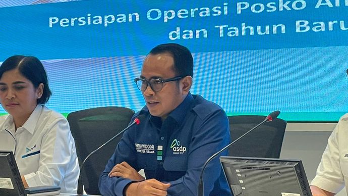 Direktur Utama ASDP Indonesia Ferry, Heru Widodo prediksi jumlah penumpang kapal feri tembus 3 juta orang (Ntvnews.id-Muslimin Trisyuliono).