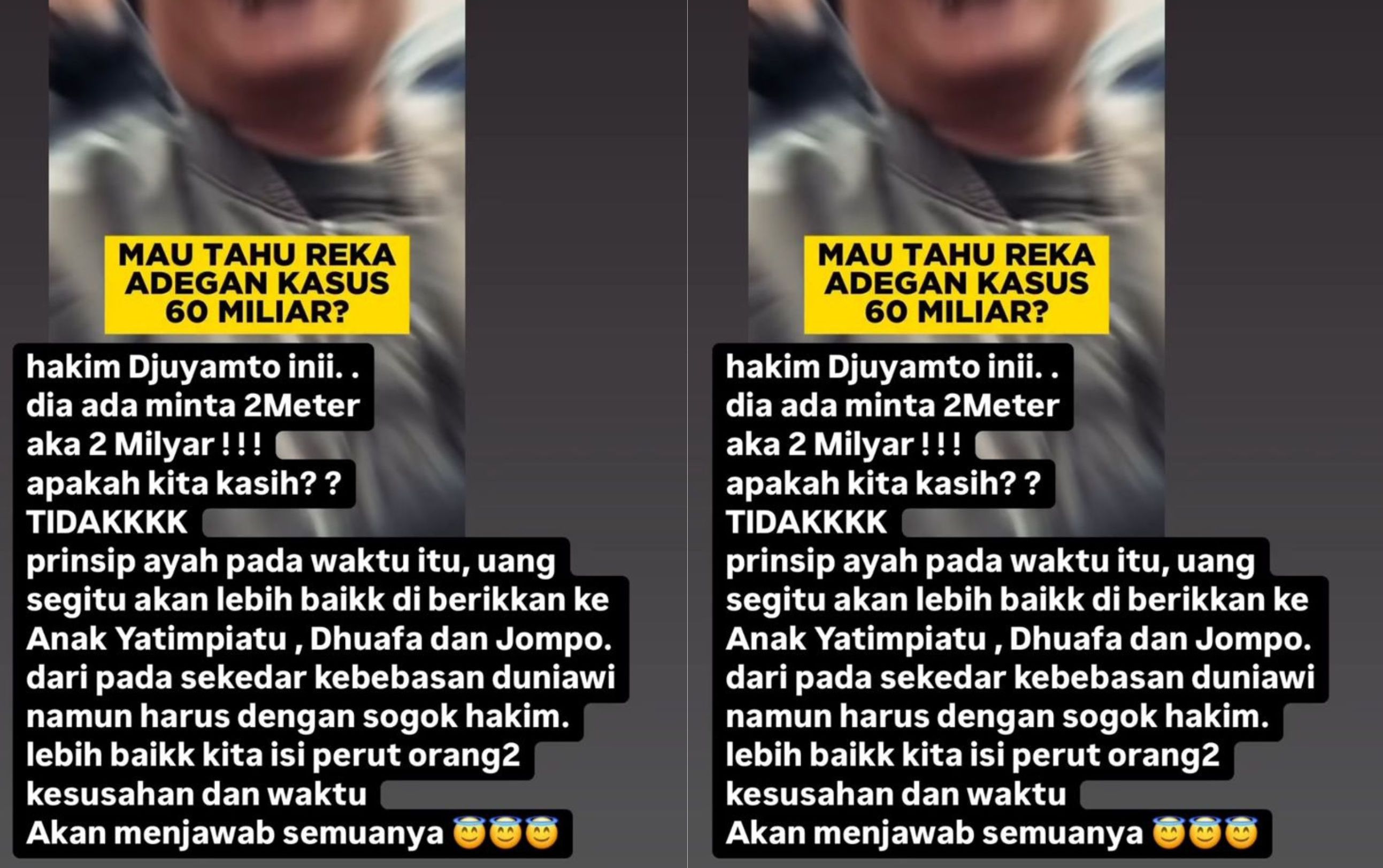 Postingan Seali soal hakim Djuyamto <b>(Instagram @sealisyah)</b>
