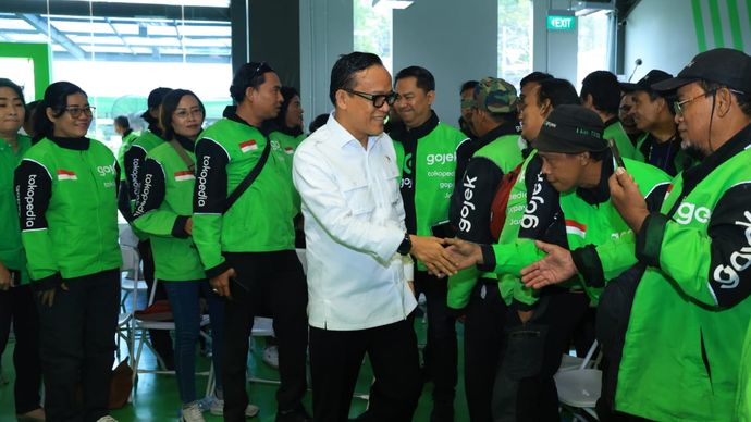 Wamenaker Immanuel Ebenezer Gerungan atau Noel hadiri acara Kopdar bersama perwakilan driver Gojek Indonesia/Ist