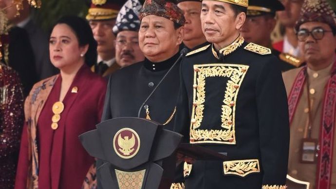 Presiden Jokowi, Prabowo, Puan <b>(ANTARA)</b>