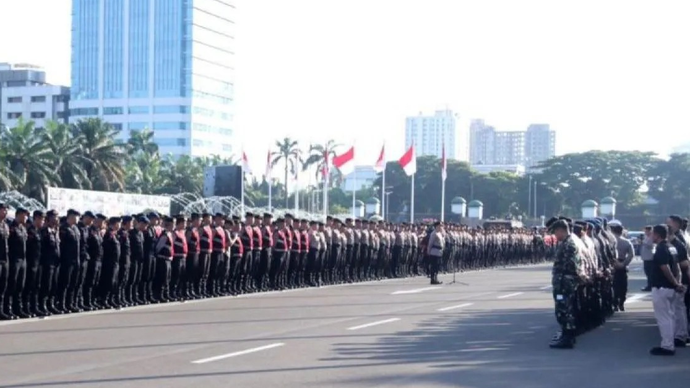 Ilustrasi - Ribuan personel gabungan mengikuti apel gelar pasukan pengamanan unjuk rasa di kawasan DPR/MPR, Jakarta. ANTARA/HO-Humas Polri/am.