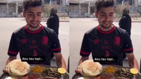 Viral sebuah video menunjukkan seorang jurnalis atau wartawan meminta air minum dari seorang warga Palestina, tetapi malah diberikan makanan dalam jumlah banyak.