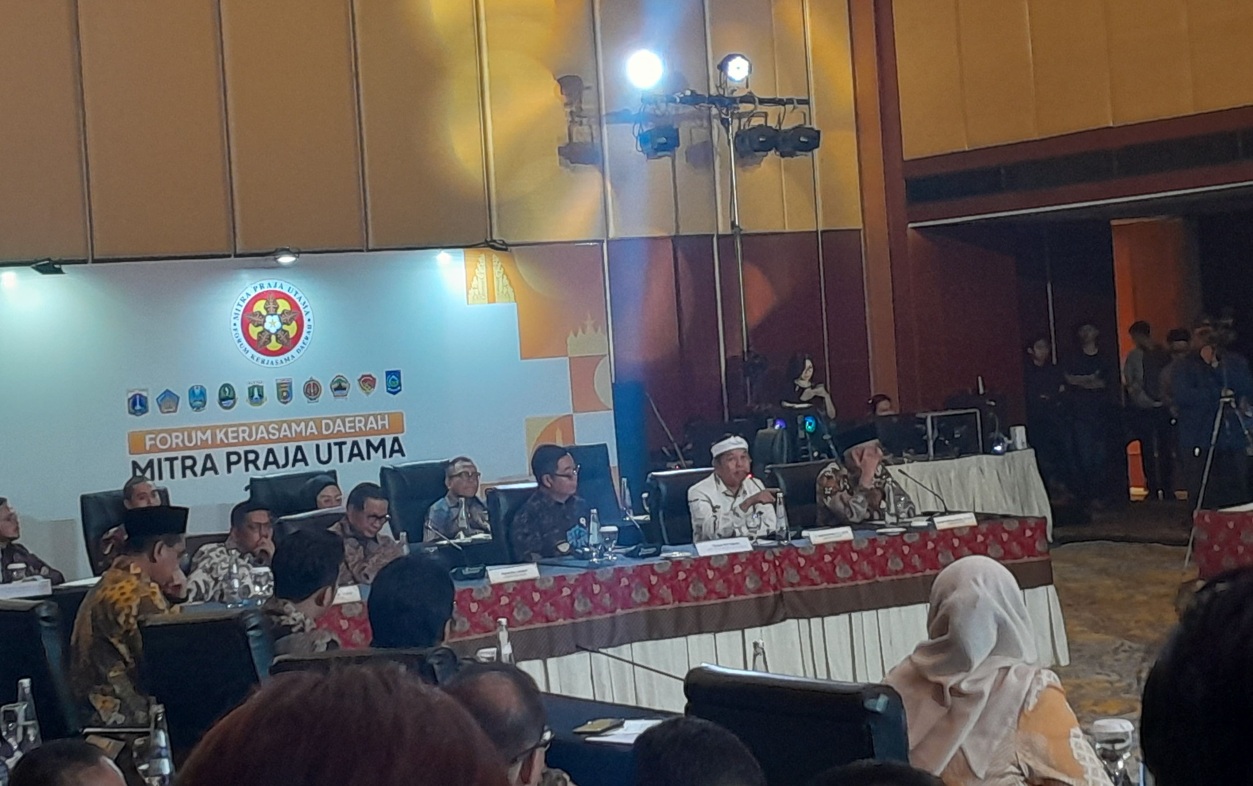 Pramono di forum Kerja Sama Daerah Mitra Praja Utama di Hotel Borobudur, Jakarta <b>(Ntvnews.id/ Adiansyah)</b>