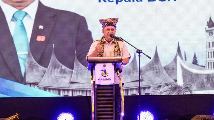 Kepala BGN Dadan Hindayana memaparkan manfaat MBG di Kota Padang, Rabu, (22/4/2026). ANTARA/Muhammad Zulfikar