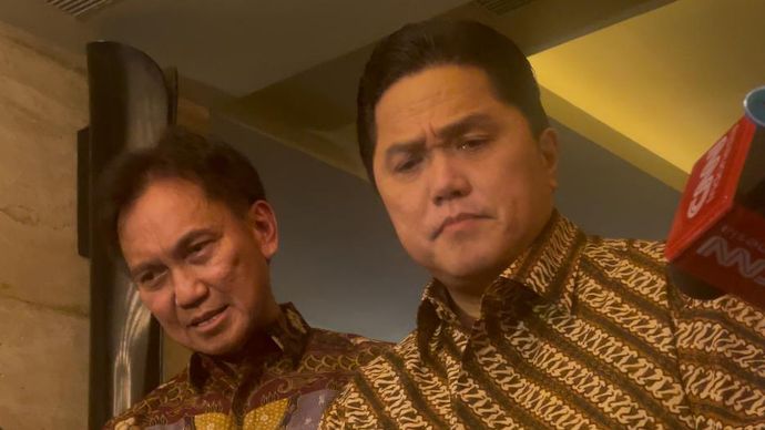 Menteri BUMN Erick Thohir setuju Bulog jadi badan langsung di bawah Presiden Prabowo Subianto (Ntvnews.id-Muslimin Trisyuliono).