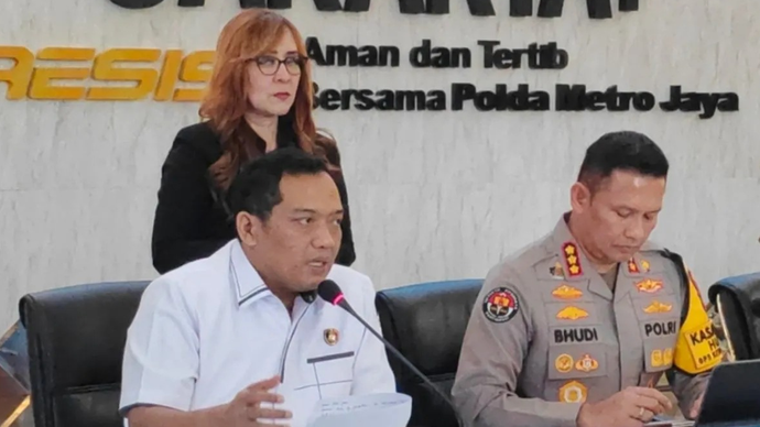 Dirreskrimum Polda Metro Jaya, Kombes Pol Iman Imanuddin saat konferensi pers di Gedung Promoter Polda Metro Jaya, Senin (16/3/2026). ANTARA/Ilham Kausar.